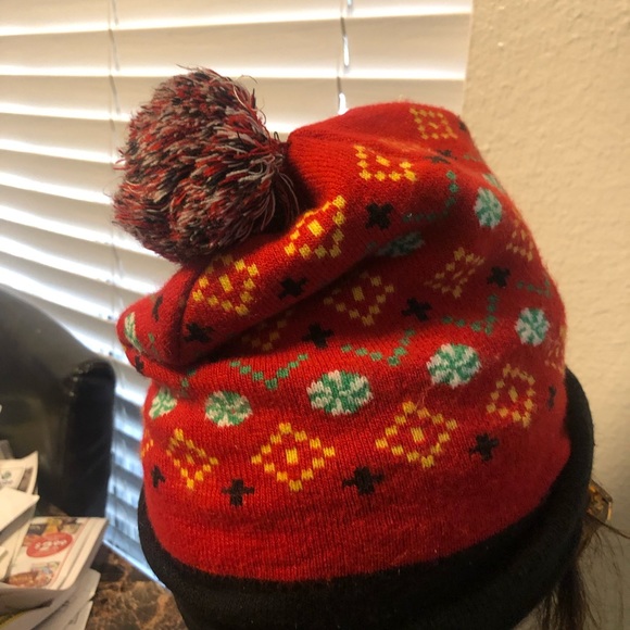 Naughty or Nice Reverse Sequin Smiley Emoji Holiday Beanie Pom Pom Hat One Size - Picture 9 of 16